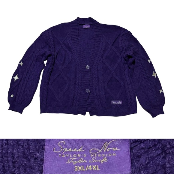 Taylor Swift "Speak Now" Cable-knit cardigan Women’s Size 3XL/4XL In Purple - Picture 1 of 9
